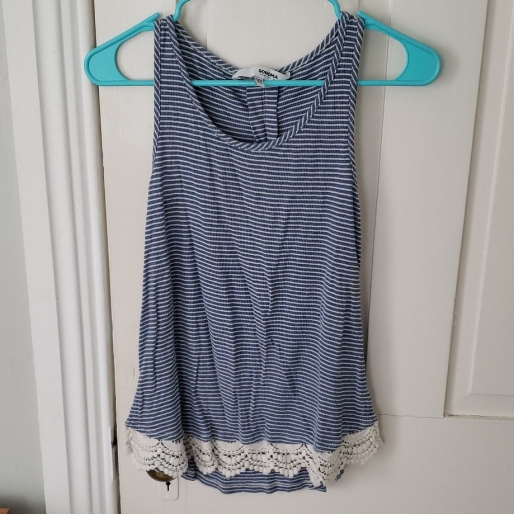 Sonoma striped tank top with lace detail